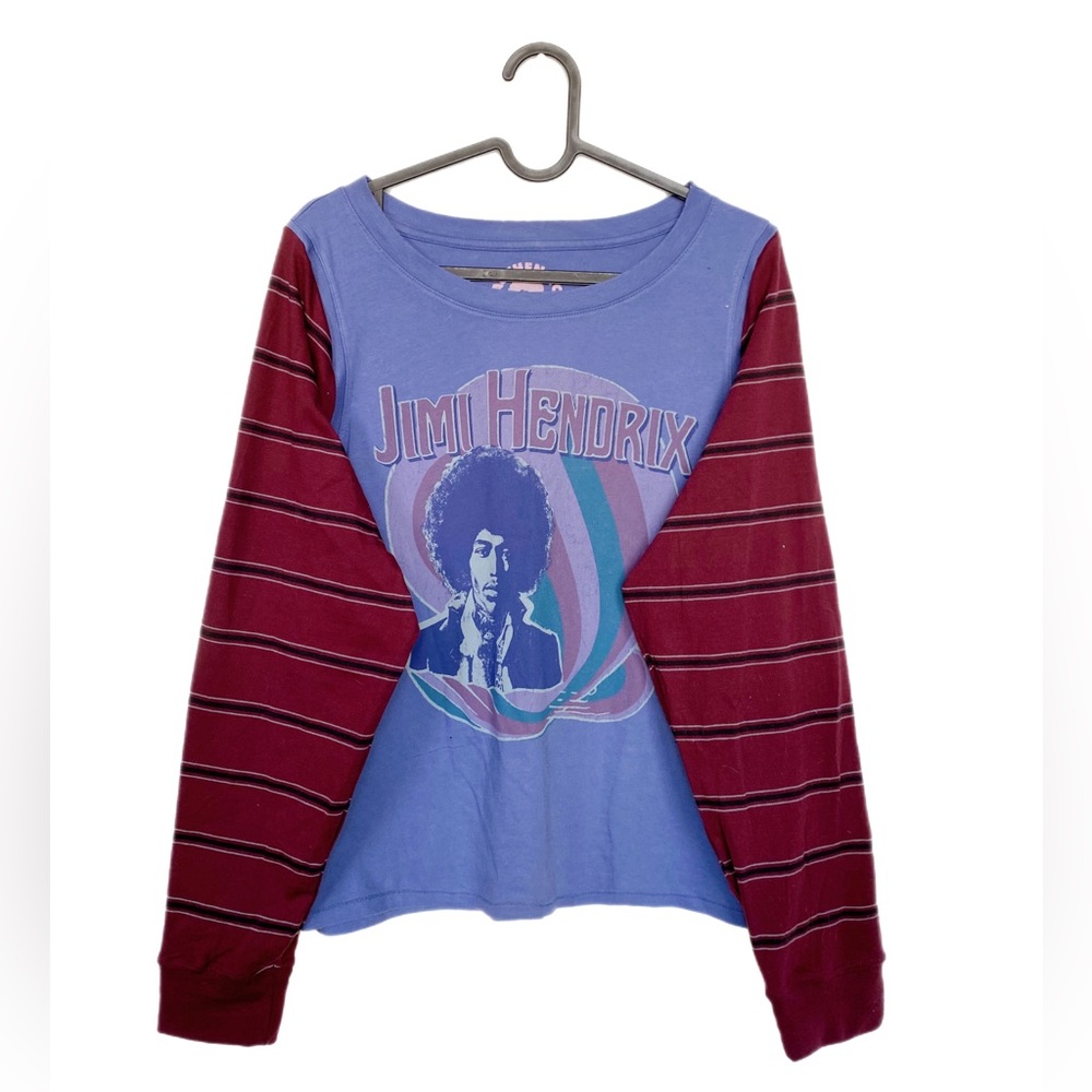 Jimi Hendrix Striped Long Sleeve Re-Work Tee